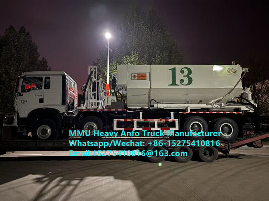 Akıllı HOWO karıştırma ve şarj çok fonksiyonel ağır amonyum petrol patlayıcıları Kamyon 15/20/25 Ton Ağır Emülsiyon ANFO Kamyon Rusya/Kazakistan/Uzbekistan/İndonezya/Gvineya Madencilik Patlama Servisi