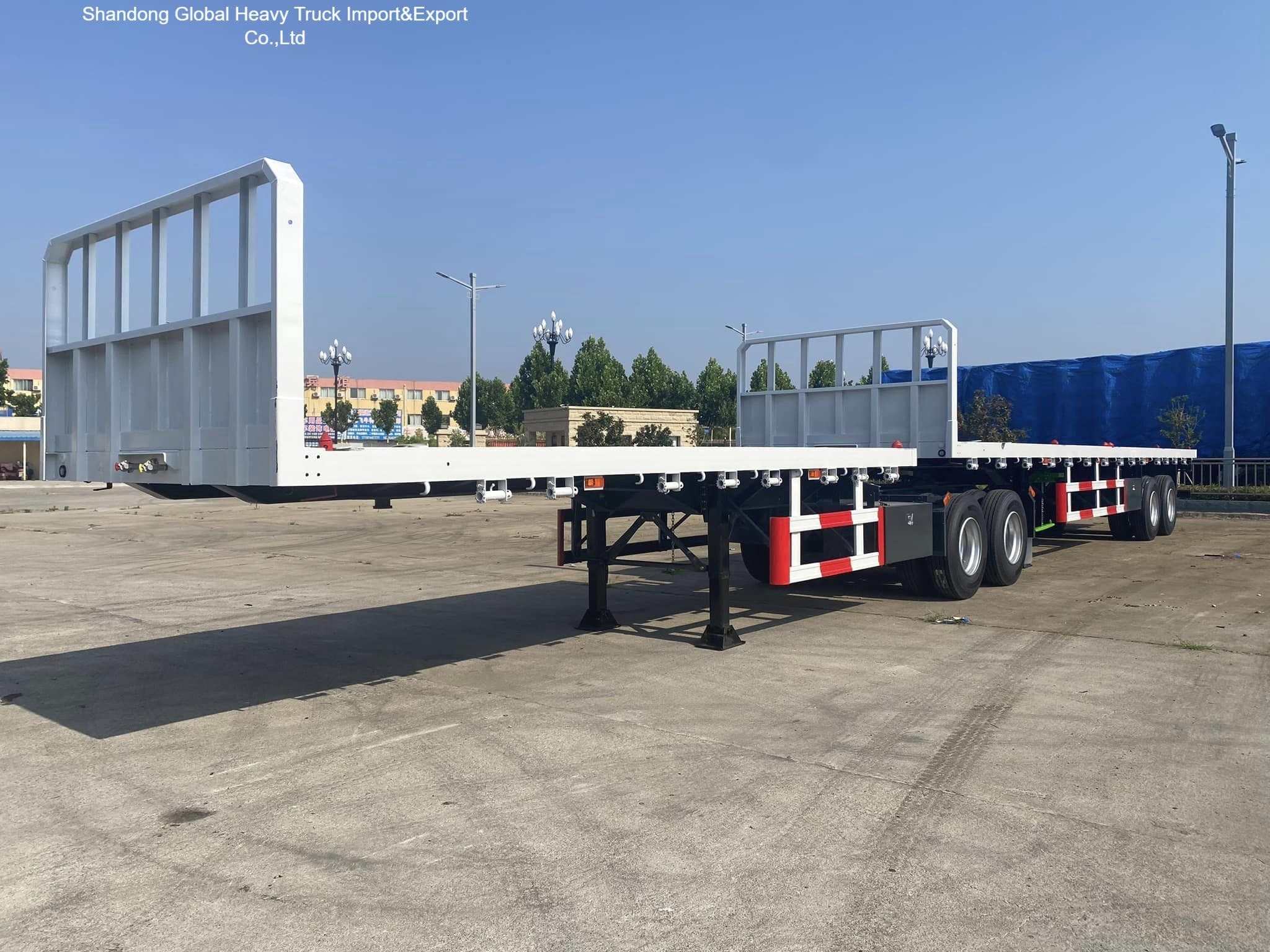 3 Eksel Düşük Çatlaklı Yarım Rel Aracı 40FT 60T İnşaat için Ağır Görevli